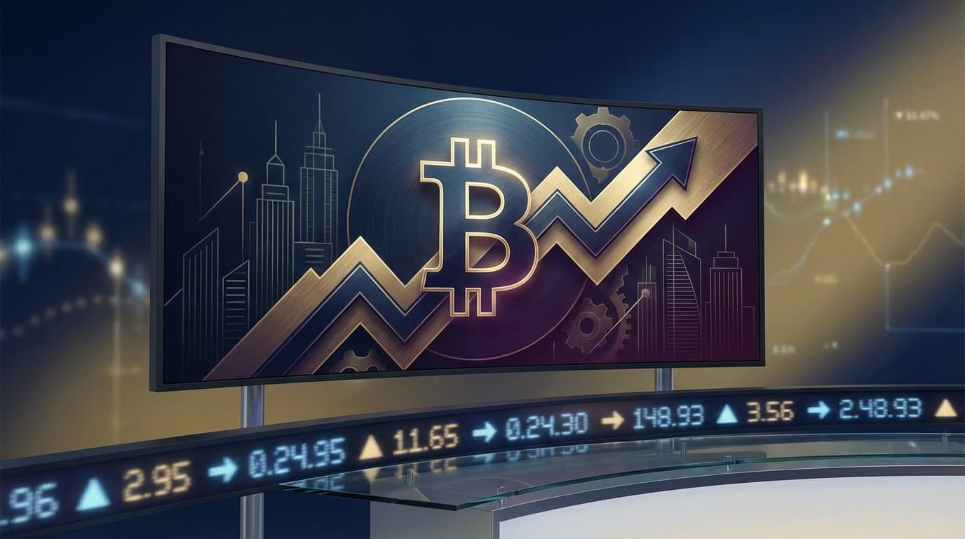 Citigroup building with Bitcoin logo overlay