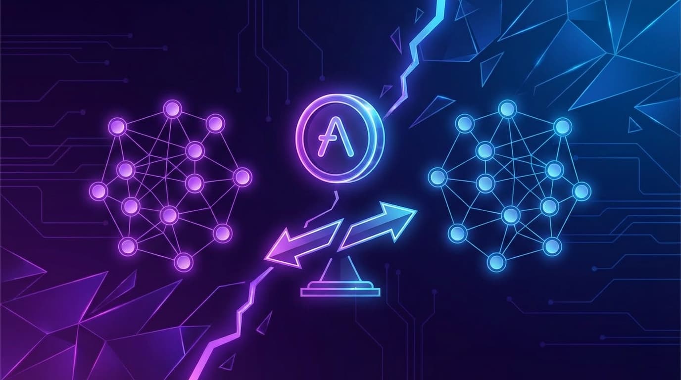 Abstract visualization of decentralized governance conflict and token trading