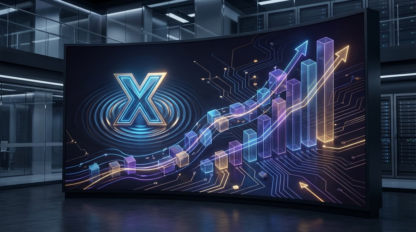 Abstract visualization of XRP ETF growth with upward flowing data streams