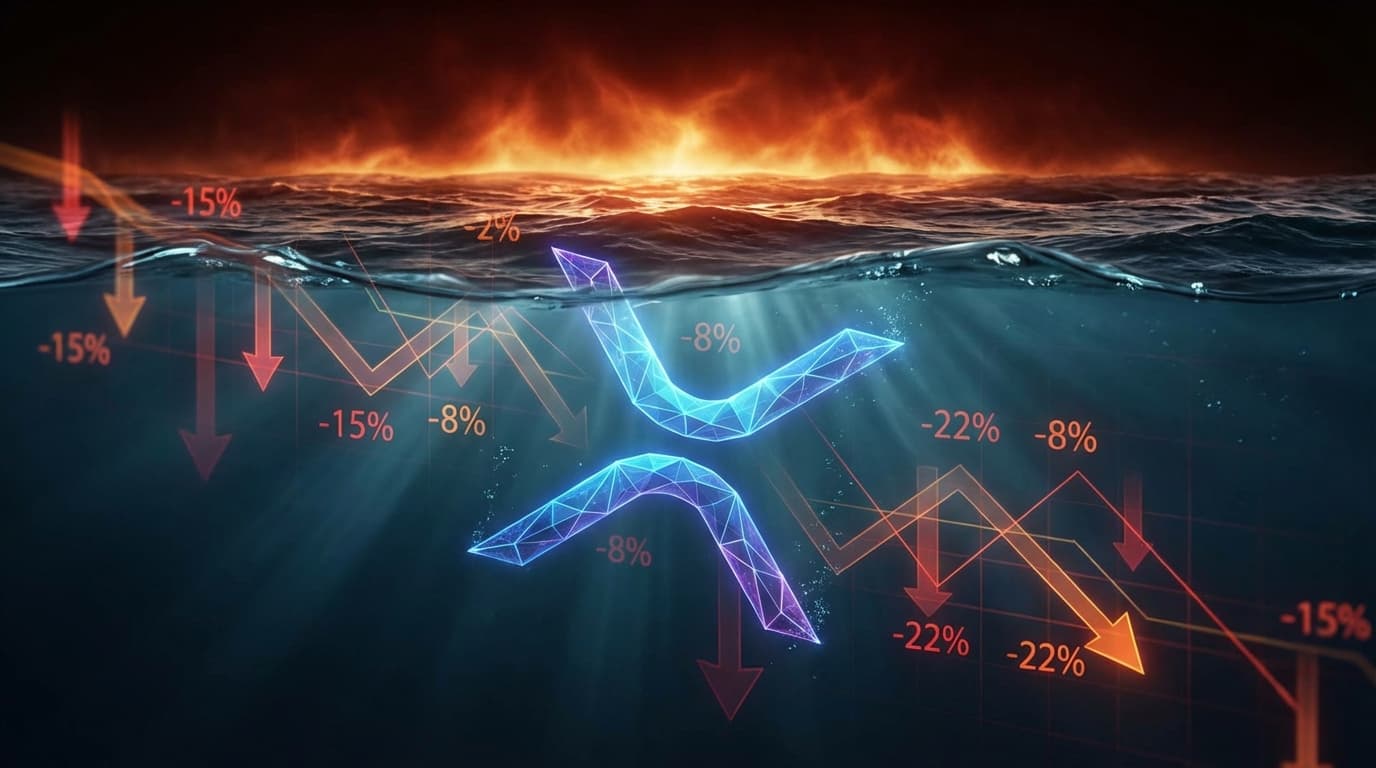 Abstract visualization of XRP market profitability with underwater concept