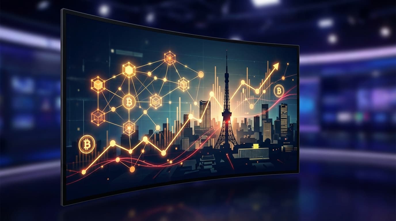 Metaplanet corporate Bitcoin treasury visualization with Japan and Bitcoin symbols