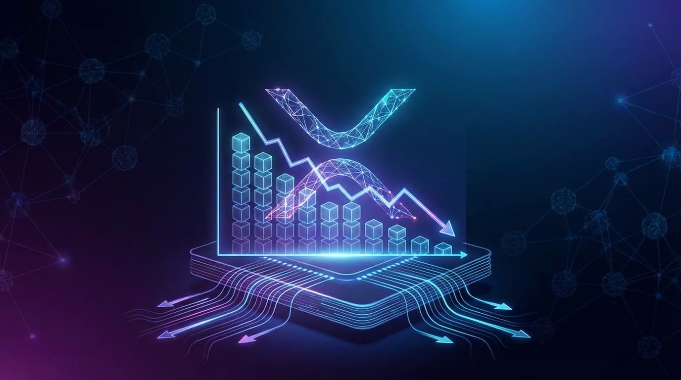XRP cryptocurrency with declining exchange balance chart visualization