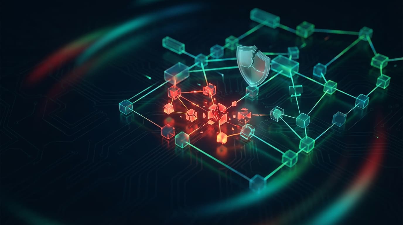 Flow blockchain network visualization with security breach warning