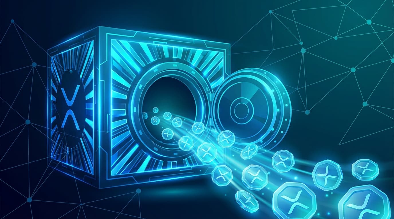 Ripple XRP token unlock visualization with escrow mechanism and market data