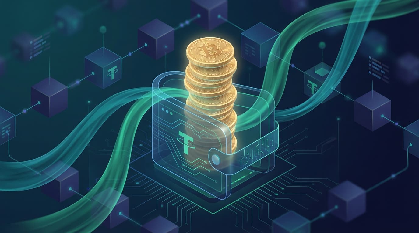 Tether logo with Bitcoin symbol representing the $800 million BTC purchase