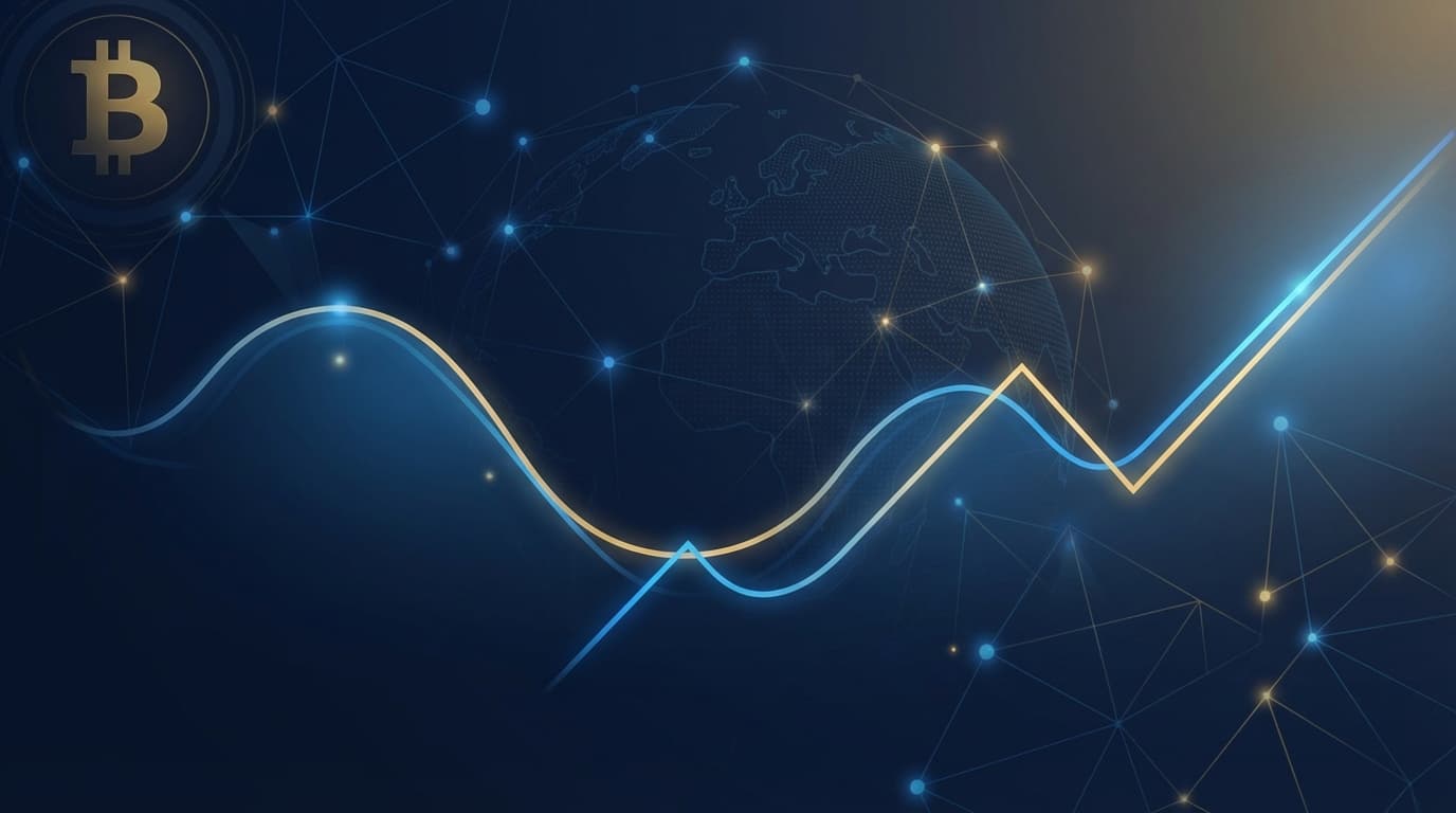 Bitcoin price chart showing recovery pattern with geopolitical news backdrop