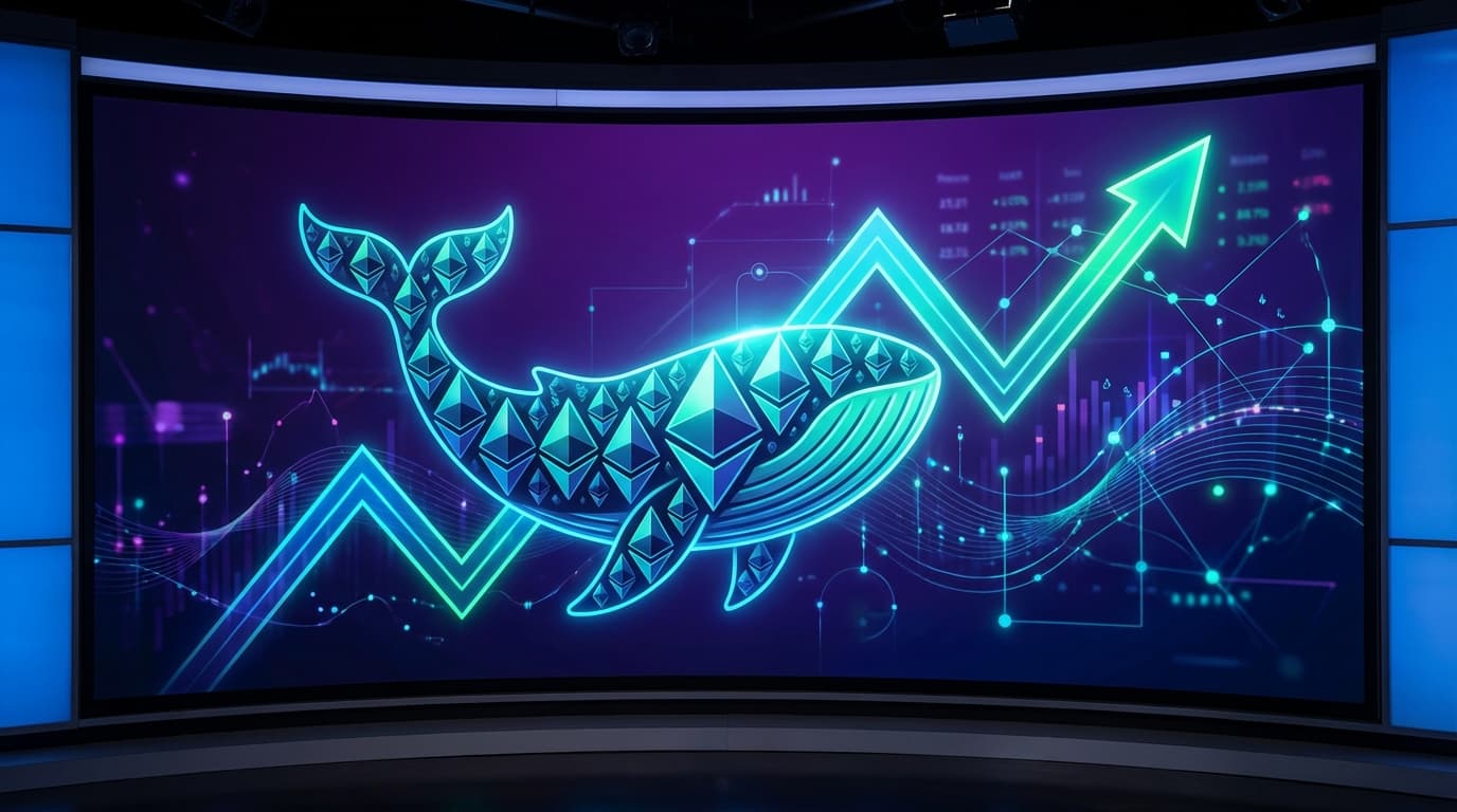 Abstract visualization of Ethereum whale making large leveraged trade on decentralized exchange