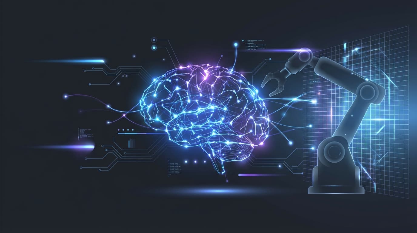 Virtuals Protocol AI agent network visualization with futuristic robotics elements