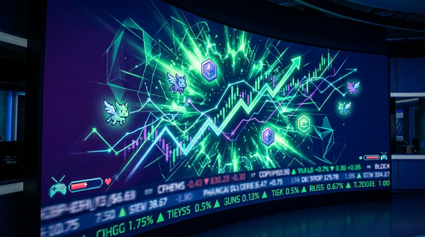 Axie Infinity logo with upward trending chart showing 60% price surge