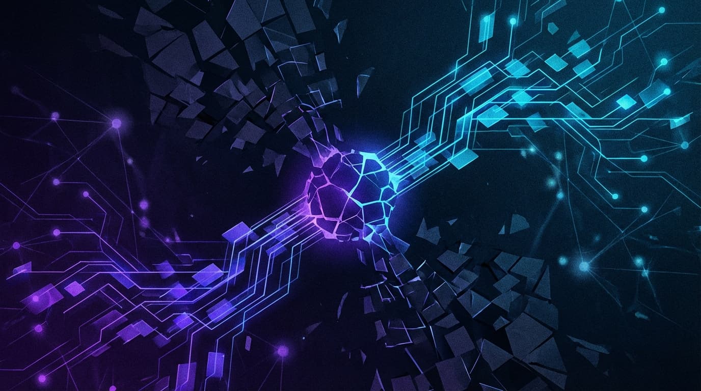 Abstract visualization of DeFi protocol governance with diverging paths