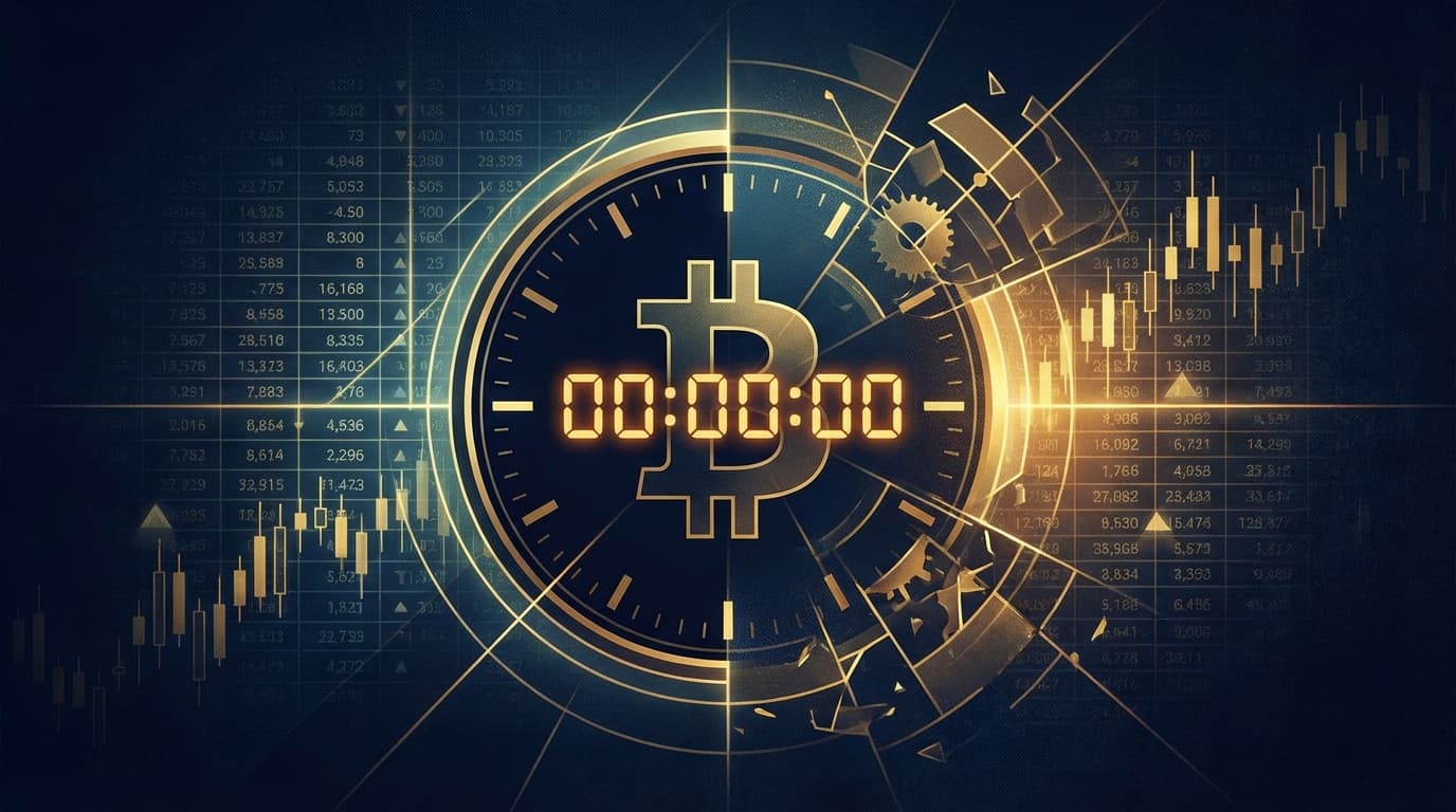 Abstract crypto derivatives and options trading visualization with dark blue and gold tones