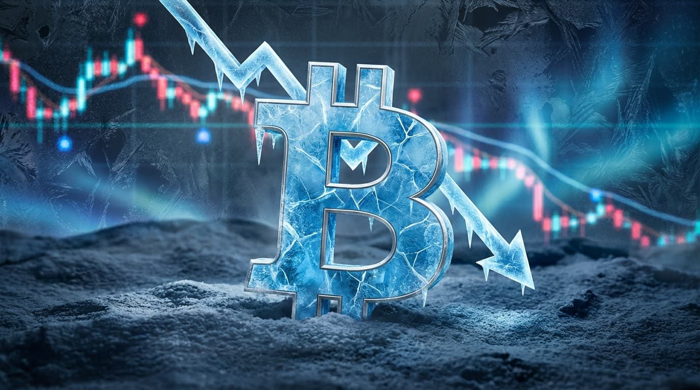 Bitcoin price chart showing significant decline to 16-month lows