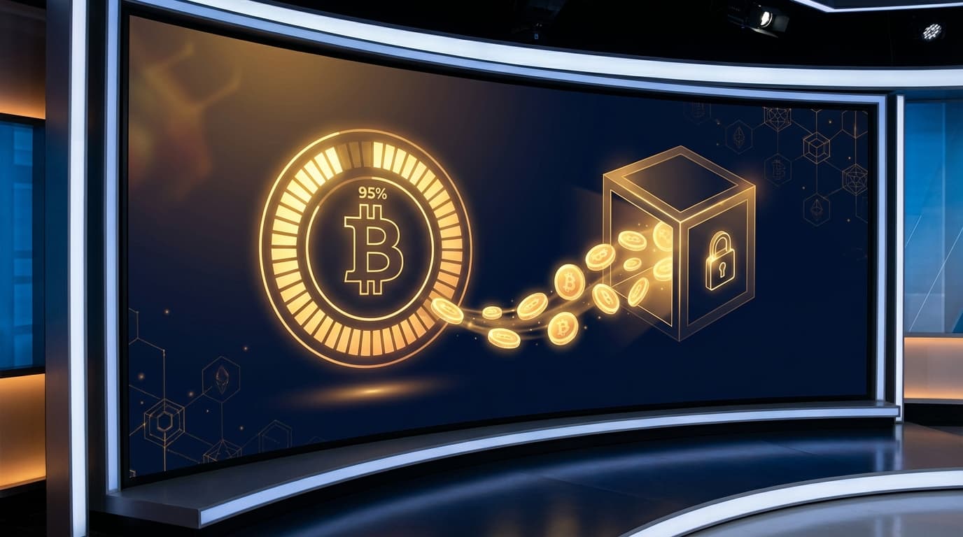 Abstract visualization of Bitcoin supply approaching the 20 million milestone with diminishing remaining supply