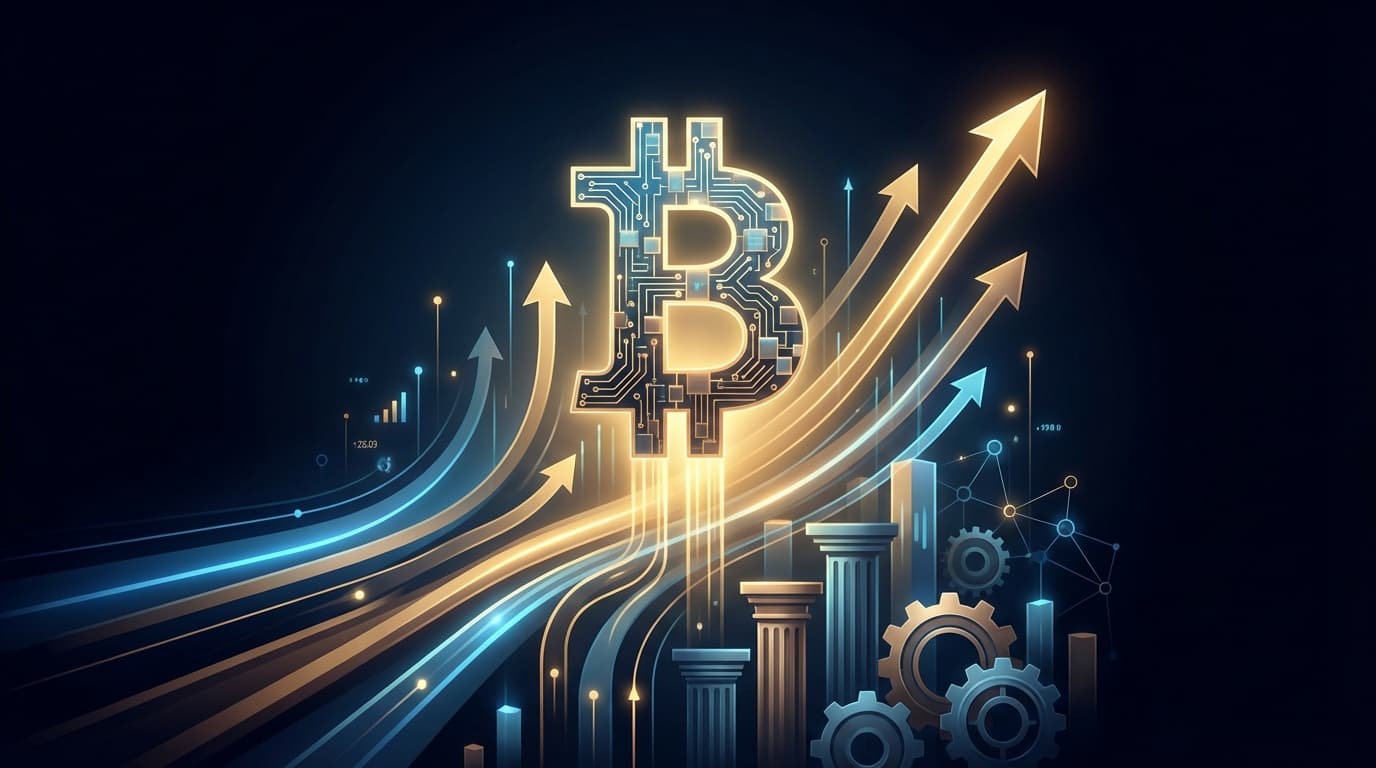 Bitcoin ETF concept with institutional finance symbols representing capital inflows