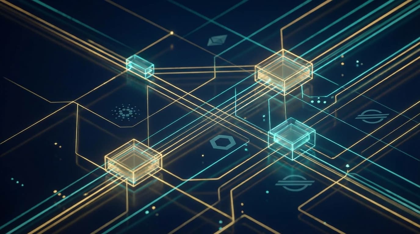 CME Group headquarters with Cardano, Chainlink and Stellar logos representing new futures launch