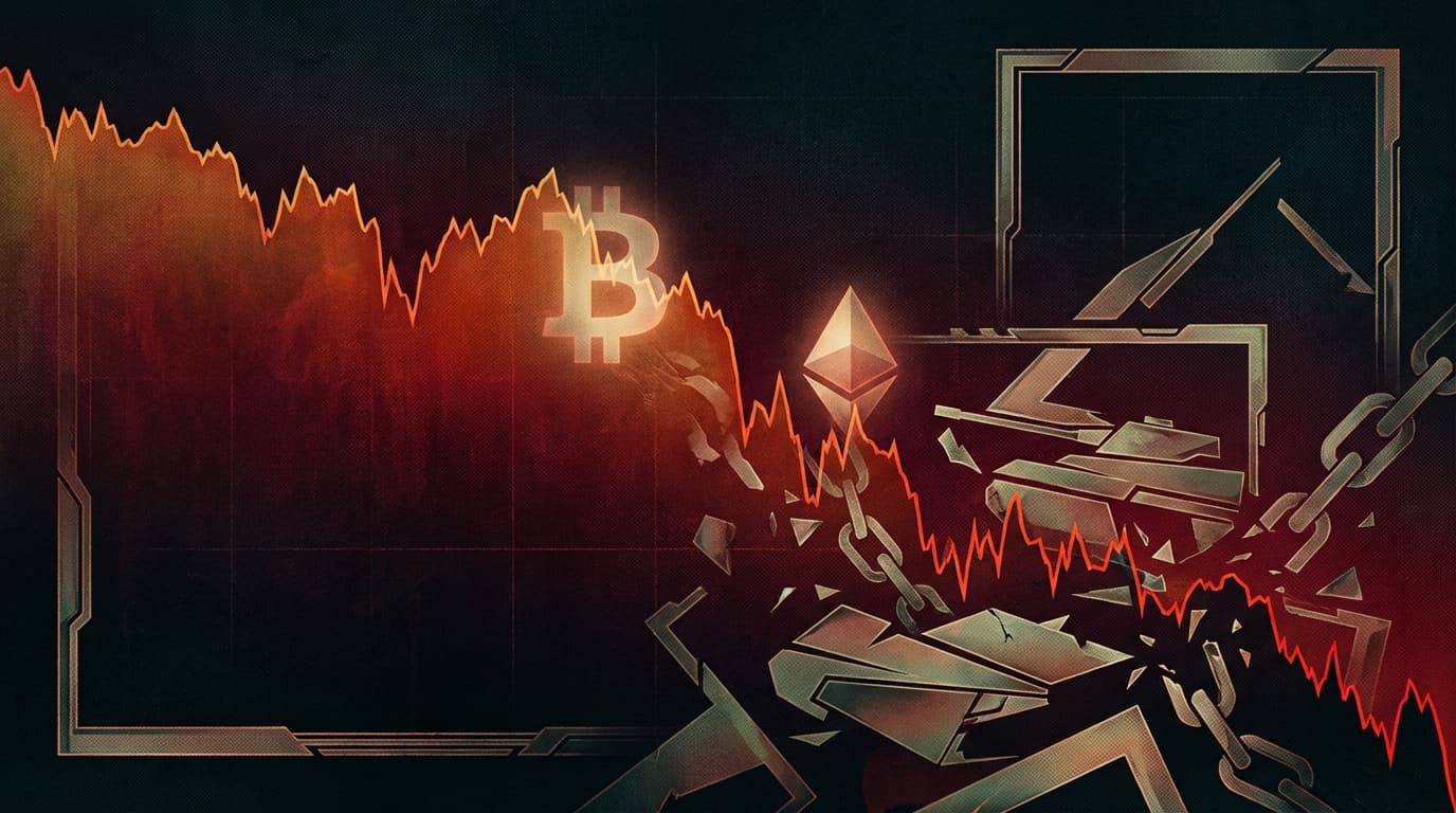 Abstract illustration of global geopolitical tension affecting cryptocurrency markets