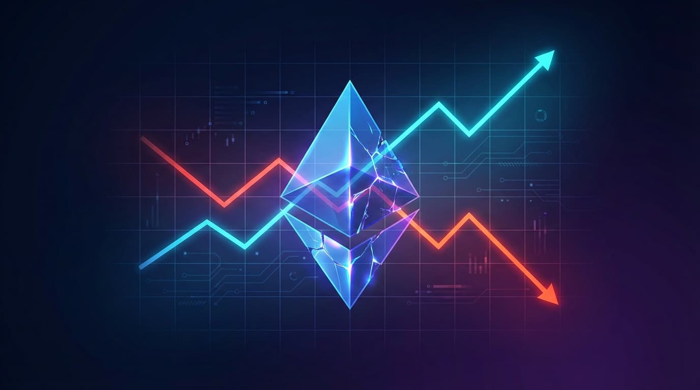 Ethereum network activity chart showing record highs contrasted with declining price trend