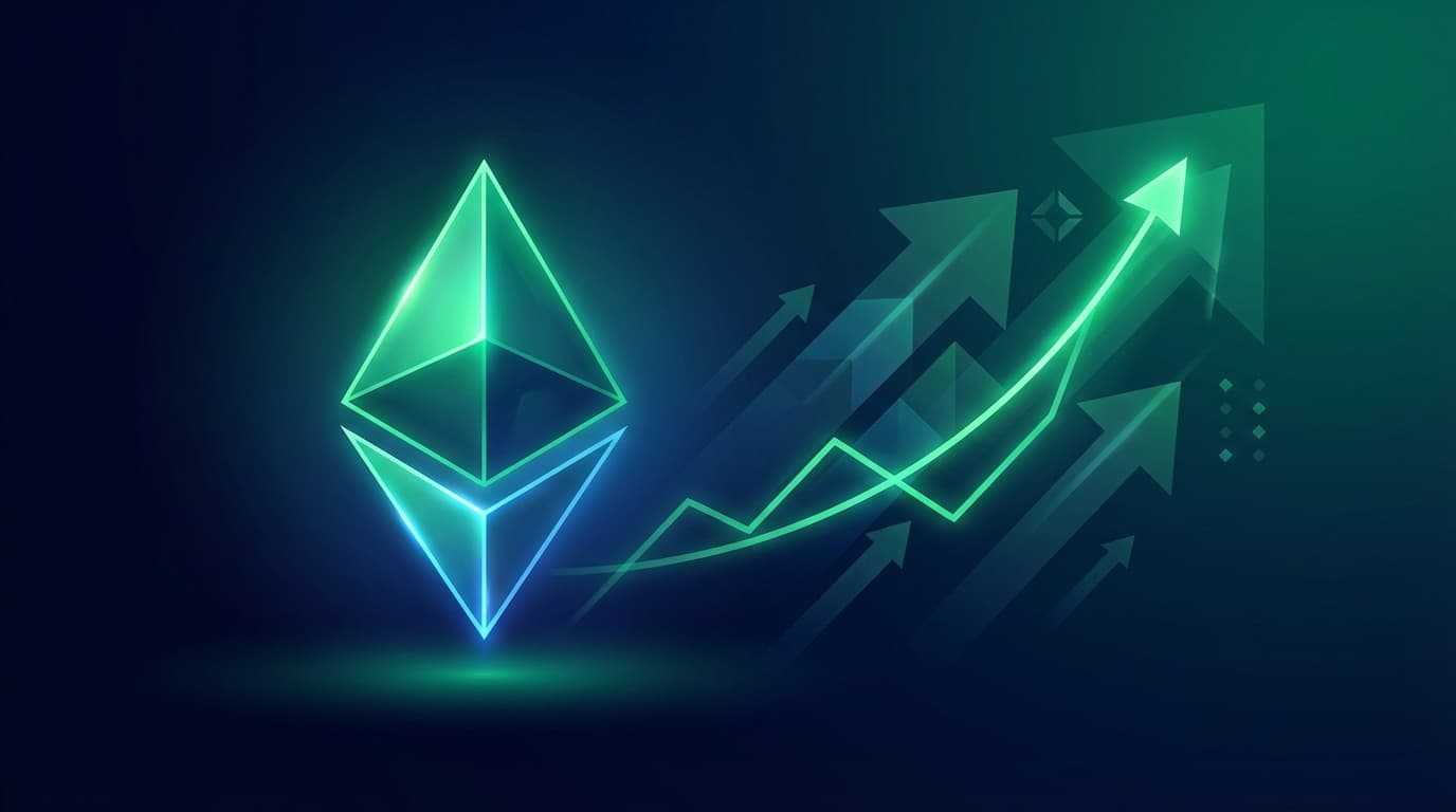 Ethereum price chart showing upward momentum with ETF inflow data visualization