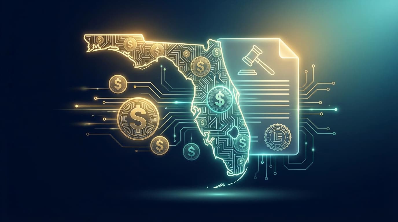 Abstract representation of Florida state stablecoin regulatory framework legislation