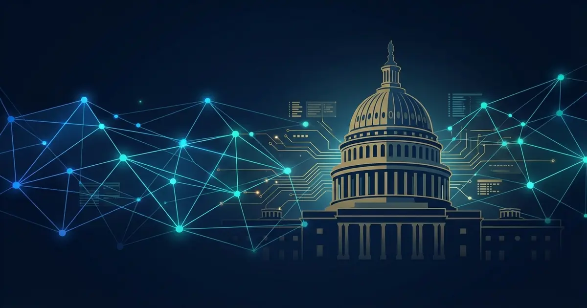 Washington D.C. Capitol building with DeFi and blockchain network overlay representing Hyperliquid Policy Center launch