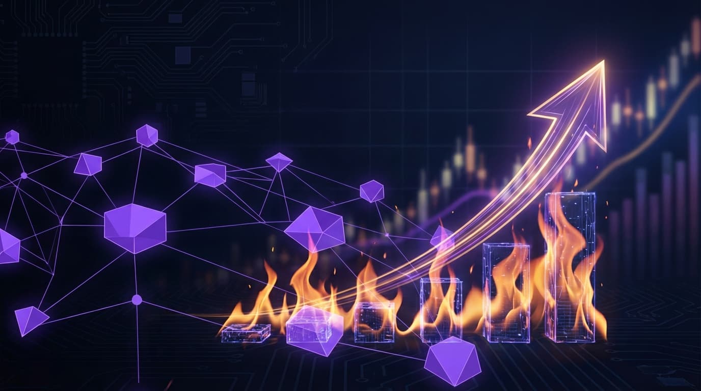 Polygon POL token rally visualization with upward chart and network activity