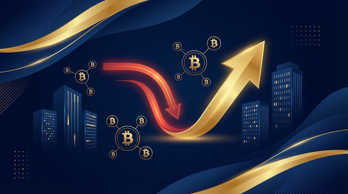 Abstract visualization of corporate bitcoin holdings with financial data overlay