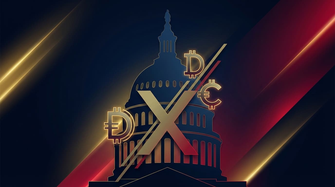 U.S. Capitol building with digital currency symbols representing the Senate CBDC ban vote