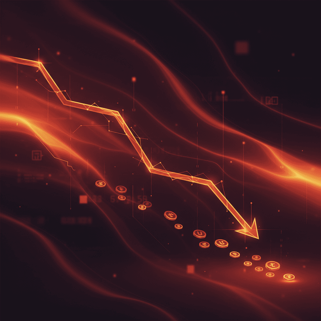 Chart showing Tether USDT supply declining with red trend line on dark background