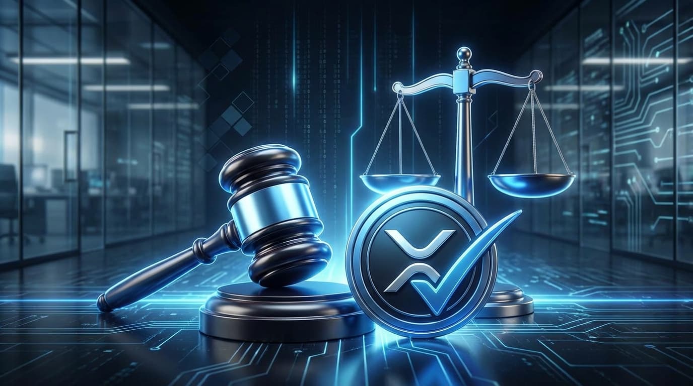 US Court of Appeals gavel with XRP cryptocurrency symbol representing legal ruling